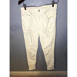 Levis 721 Pants Womens Size 30 White Denim Jeans High Rise Skinny Distressed